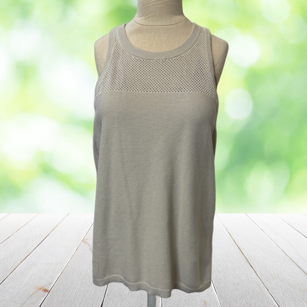 New BANANA REPUBLIC Sweater Knit Shell Racerback 100% Cotton Beige NWT Size XL